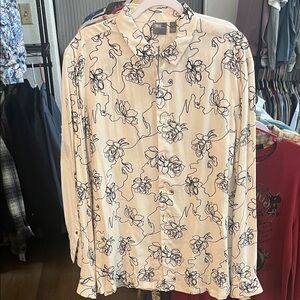 ASOS Cream and Black Floral Button Down Shirt
